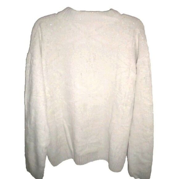 Weatherproof Chenille Holiday Sweater Womens XXL Whitecap Cream Sparkle $60 NWT - Picture 5 of 7